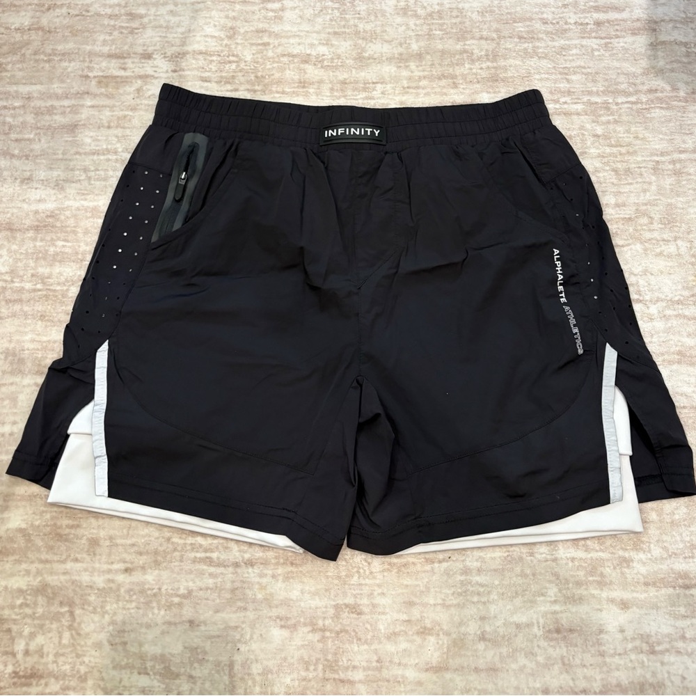 Men’s Black Athletic Running Shorts with White Liner
